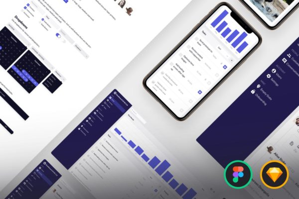 超级数据统计报表UI设计套件模板素材 Dashboard UI Kit 2.0