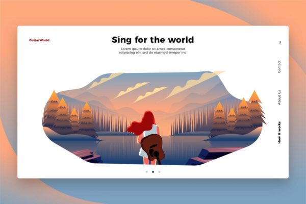吉他音乐主题网站Banner&落地页模板设计 Guitar Music – Banner & Landing Page