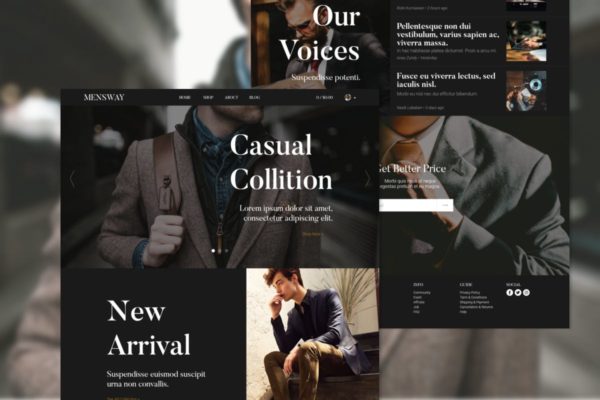 男士时尚杂志网站网站设计模板素材[for Adobe XD] Mensway Men Fashion Adobe XD Template