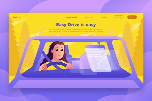 智能AI自动驾驶系统 Banner&落地页模板设计 EasyDrive-Banner & Landing Page