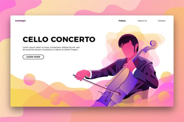 大提琴音乐主题网站Banner&落地页模板设计 Cello Music – Banner & Landing Page