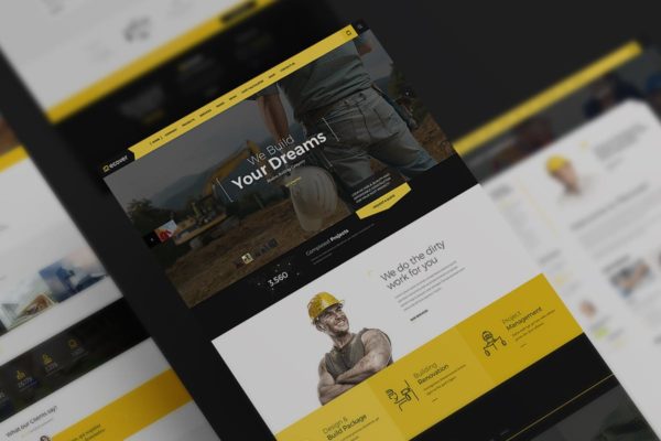 建筑服务公司官网PSD分层设计模板素材 Recover PSD Template