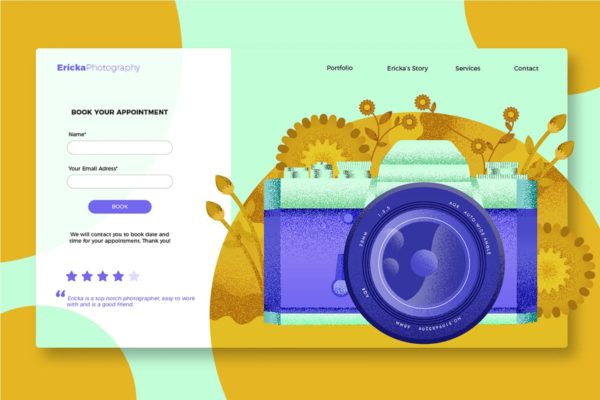创意摄影创意设计网站落地页模板设计 Floral Photography –  Banner & Landing Page