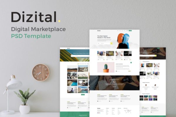 在线数字交易网站PSD分层设计模板素材 Dizital – Easy Digital Downloads PSD Template