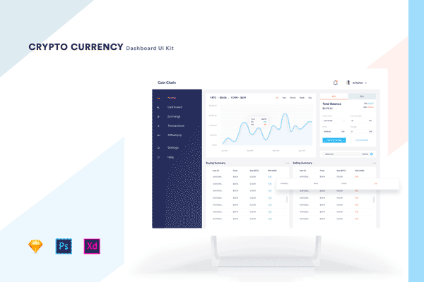 第一素材下午茶：区块链技术管理后台UI KIT文件[PSD,Sketch,XD]