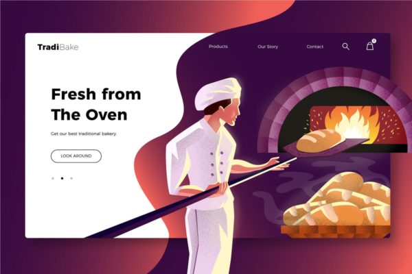烘培面包品牌网站Banner&着陆页页面设计模板素材 Bakery – Banner & Landing Page