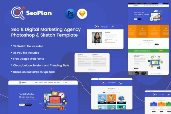SEO&数字营销服务网站设计模板素材 SeoPlan – SEO & Digital Marketing Template