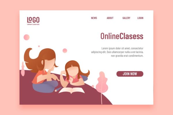 在线教育培训品牌网站着陆页设计模板素材 Online Clasess