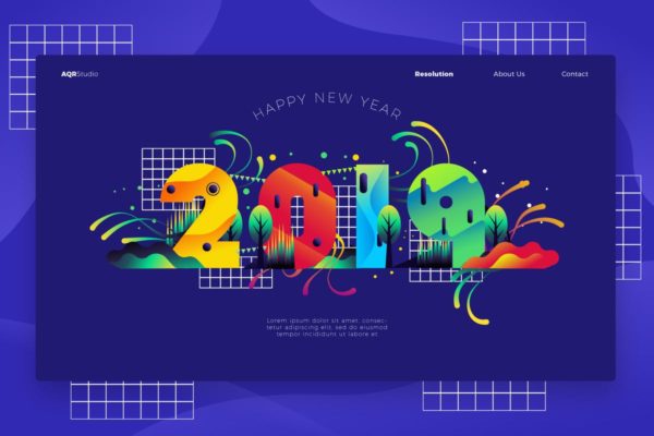 2019新年主题网站Banner&着陆页设计模板素材 2019 – Banner & Landing Page