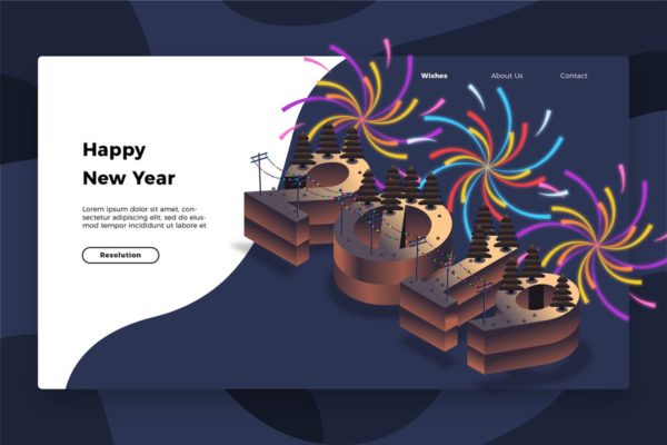 新年主题网站Banner&着陆页设计模板素材 Happy New Year – Banner & Landing Page