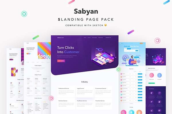 第一素材下午茶：完美的产品或服务官网着陆页（Landing Page）模板套装文件 [Sketch]
