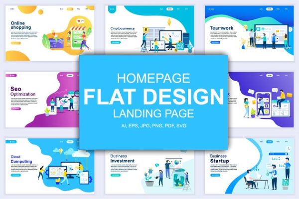 现代化平面设计落地页模板设计 Flat Design Landing Page Templates