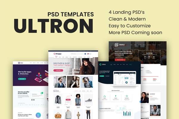 几套好用的官网和后台仪表盘UI设计模板素材文件[PSD]