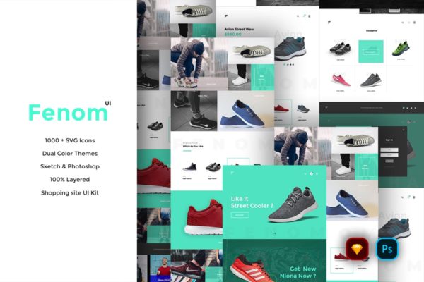 电商网站外贸网站设计UI设计套件模板素材 Fenom Shopping Website UI Kit