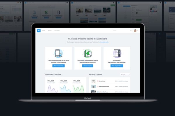 网站后台管理控制界面UI设计模板素材 Dashboard UI Kit | Admin Template  & UI Framework