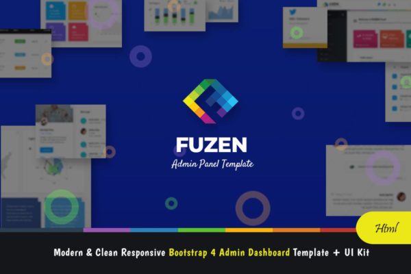 基于Bootstrap 4功能强大高效管理模板+UI设计套件模板素材 Fuzen – Bootstrap 4 Admin Template + UI Kit