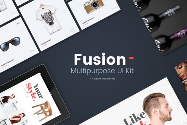 多用途网站项目UI设计模板素材 Fusion Multipurpose UI Kit