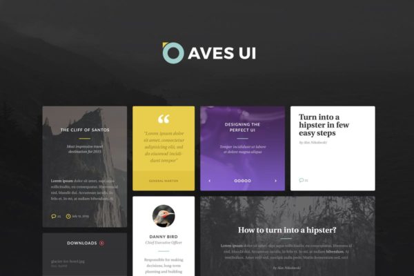 现代设计风格卡片式网站UI设计模板素材 Aves UI Kit
