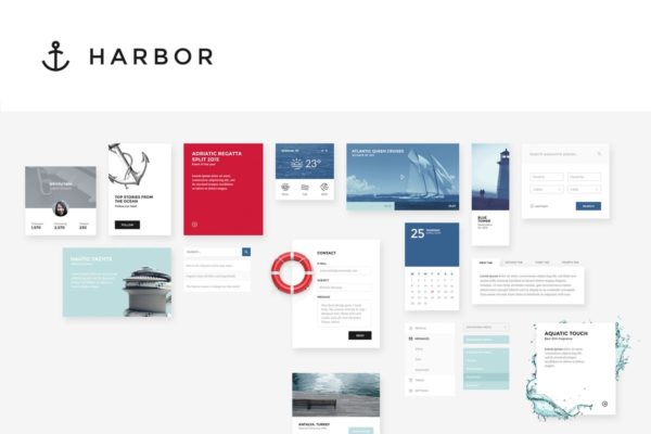 现代简约风卡片式网站UI设计模板素材 Harbor UI Kit