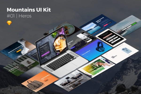 巨无霸焦点图UI设计模板素材 Mountains Ui Kit | Heros
