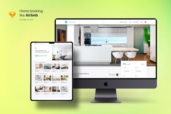 类Airbnb民宿酒店预订服务网站UI设计模板素材 Clone UI Kit – Home booking like Airbnb