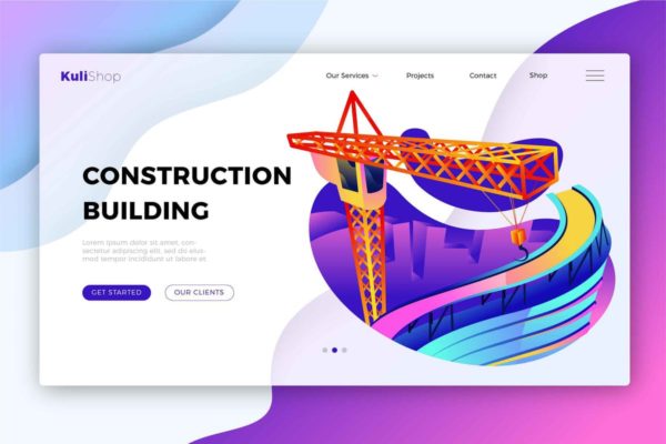 建筑行业网站设计Banner&落地页模板设计 Construction Building – Banner & Landing Page
