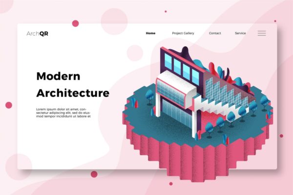 现代建筑主题网站Banner&落地页模板设计 Modern Architecture – Banner & Landing Page