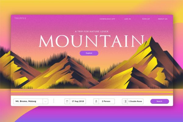 登山野营主题网站Banner&落地页模板设计 Mountain Travel – Banner & Landing Page