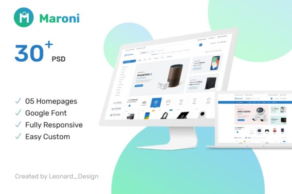 多用途电子商务网站设计UI设计套件模板素材 Maroni | Multipurpose Electronics eCommerce PSD Te