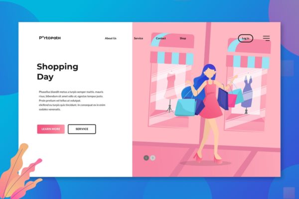 购物主题概念插画网站着陆页设计模板素材 Shoping Day