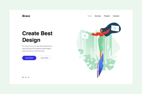 智能手机主题概念插画落地页模板设计 Woman on Smartphone Landing Page Illustration
