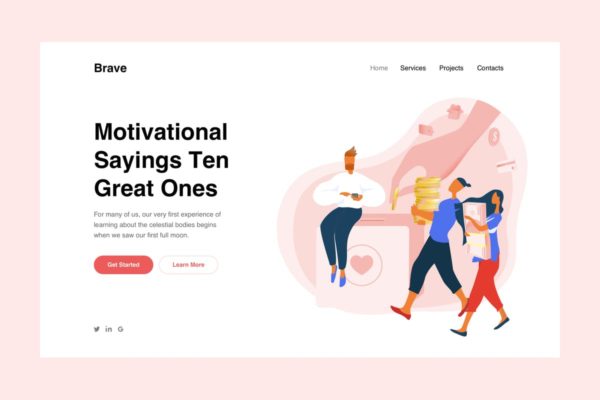 金融货币主题概念插画网站落地页模板设计 People with Money Landing Page Illustration