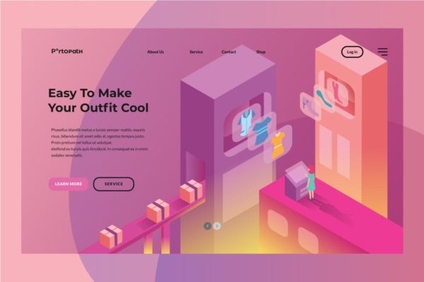 现代服饰电子商务服务主题着陆页设计模板素材[AI,EPS] Easy To Make Your Outfit Cool