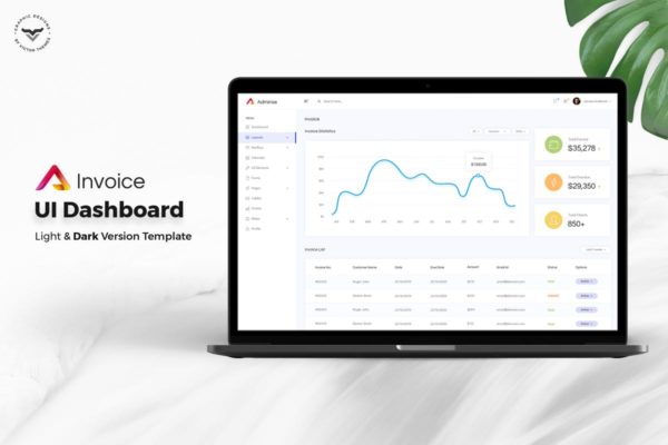 发票账单管理后台仪表盘UI设计套件模板素材 Invoice Admin Dashboard UI Kit