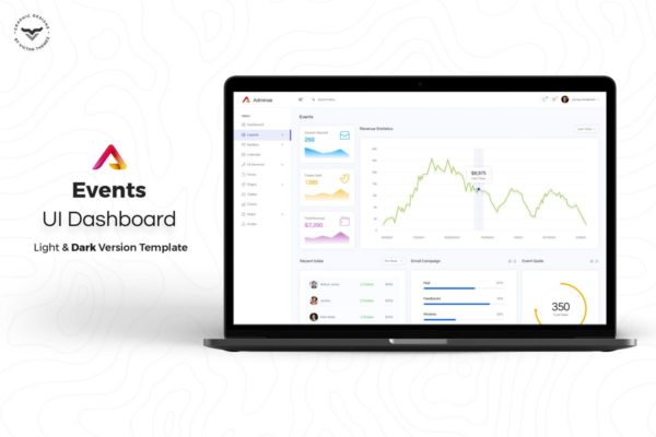事件活动管理后台仪表盘UI设计套件模板素材 Events Admin Dashboard UI Kit