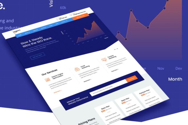 SEO业务着陆页多用途网站设计模板素材 SEO Landing One Page Service Multipurpose Template