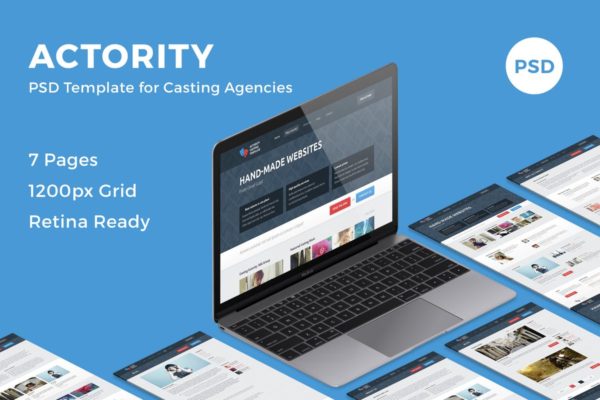 多用途企业官网网站设计PSD分层设计模板素材 Actority – PSD Template for Casting Agencies