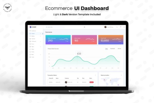 电子商务网站后台管理仪表盘UI设计套件模板素材 E-Commerce Admin Dashboard UI Kit
