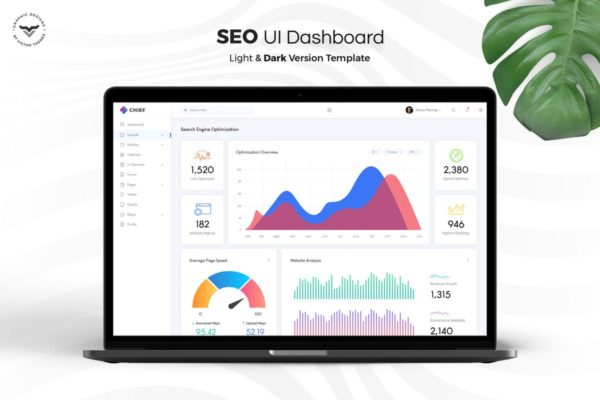 SEO搜索引擎优化管理后台仪表盘UI设计套件模板素材 SEO Admin Dashboard UI Kit