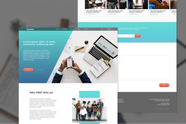 CRM系统服务商网站设计模板素材for XD Cerema CRM Website Adobe XD Template