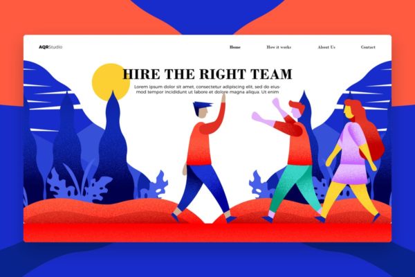 创意概念插画网站Banner＆落地页模板设计v2 Hire – Banner & Landing Page