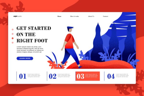 创意概念插画网站Banner＆落地页模板设计v1 The Right Foot – Banner & Landing Page