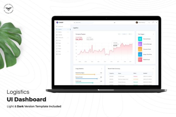 物流管理快递运输系统后台仪表盘UI设计套件模板素材 Logistics Admin Dashboard UI Kit