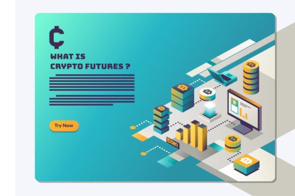 虚拟货币比特币概念插画网站落地页模板设计 Cryptocurrency and Blockchain landing page. hero i