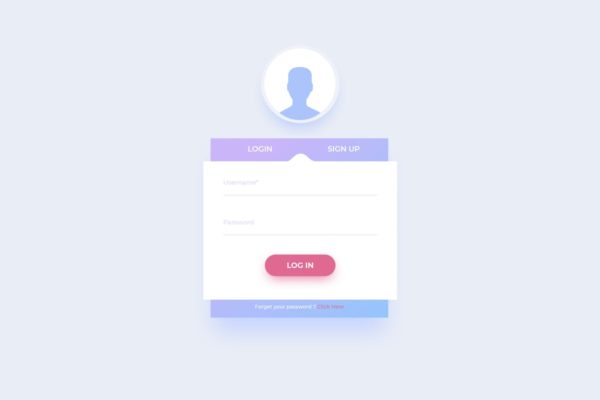 极简主义设计风格网站登陆注册表单窗口UI设计模板素材 ADL – Login Screen.02