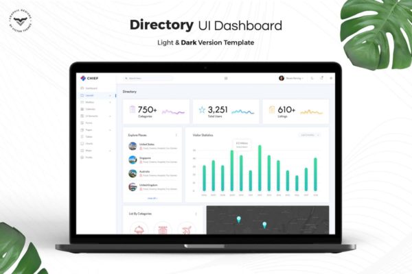 目录管理后台仪表盘设计UI设计套件模板素材 Directory Admin Dashboard UI Kit