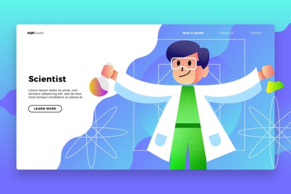 科学研究网站Banner&着陆页UI设计模板素材 Scientist – Banner & Landing Page