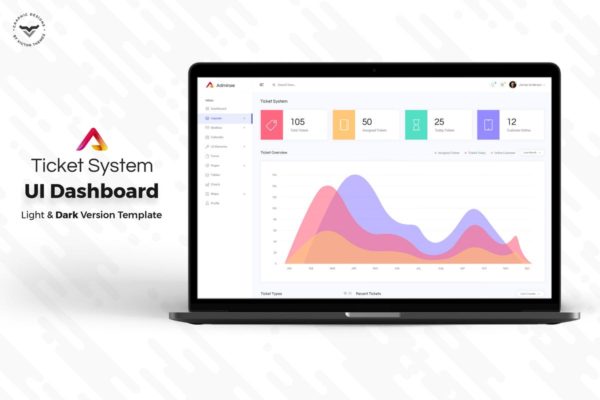 票务系统网站后台管理UI设计模板素材 Ticket System Admin Dashboard UI Kit