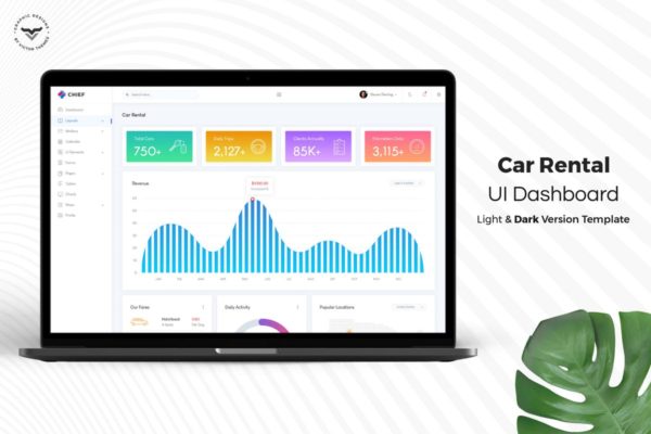 租车平台后台管理仪表盘UI设计模板素材 Car Rental Admin Dashboard UI Kit