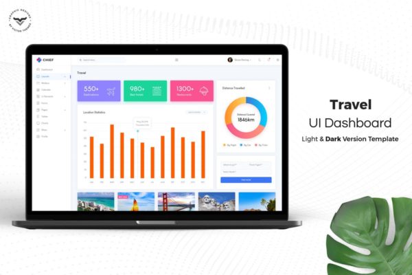 旅游网站后台UI设计模板素材 Travel Admin Dashboard UI Kit